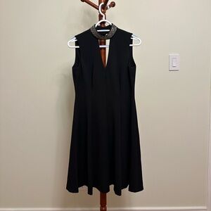 Calvin Klein Black Midi Dress with detailed neckline